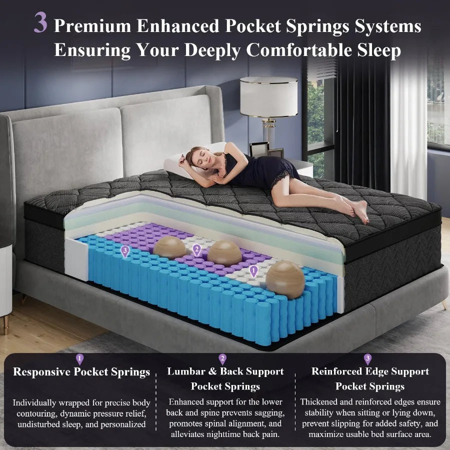 California King Mattress In A Box 12 Inch Luxury Hybrid Firm with Cooling Gel Memory Foam