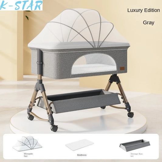 K-star Baby Crib Newborn Small Bed Splicing Large Bed Cradle Bed Sleeping Basket Movable Foldable Portable And Multifunctional