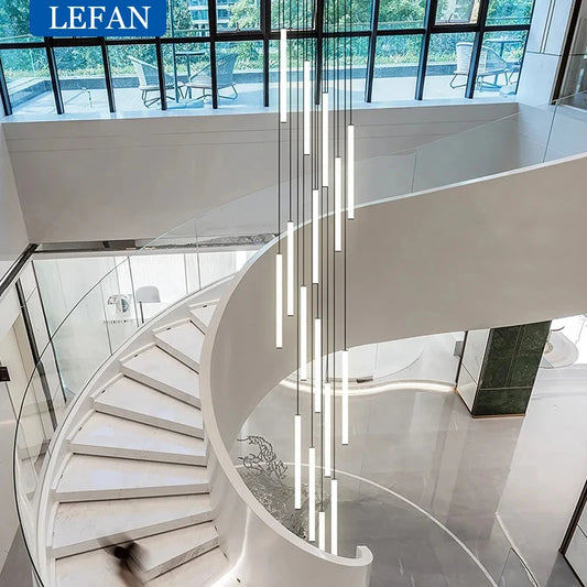 Modern Staircase LED Chandelier Living Room Lamp Designer Home Decoration Hanging Villa Dining Table Rotating Penthouse