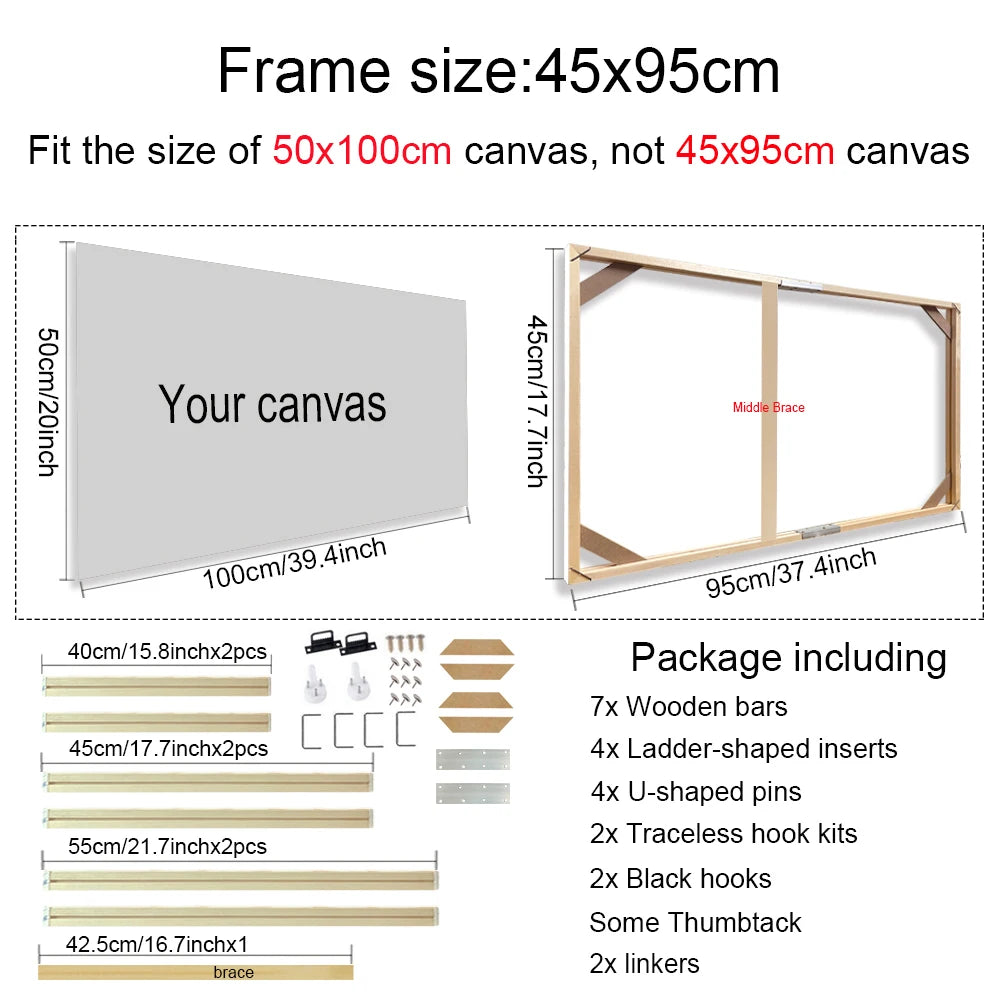 30x40 40x50 60x90cm Canvas Frame Wooden Frames Wooden Photo Oil Painting Canvas Diamond Painting Frames Canvas Wood Wall Frame