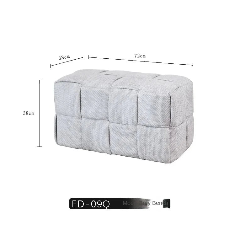 MOMO Chenille Mesh Red Woven Bench Short Stool Shoe Changing Stool Living Room Sofa Stool Household Small Stools