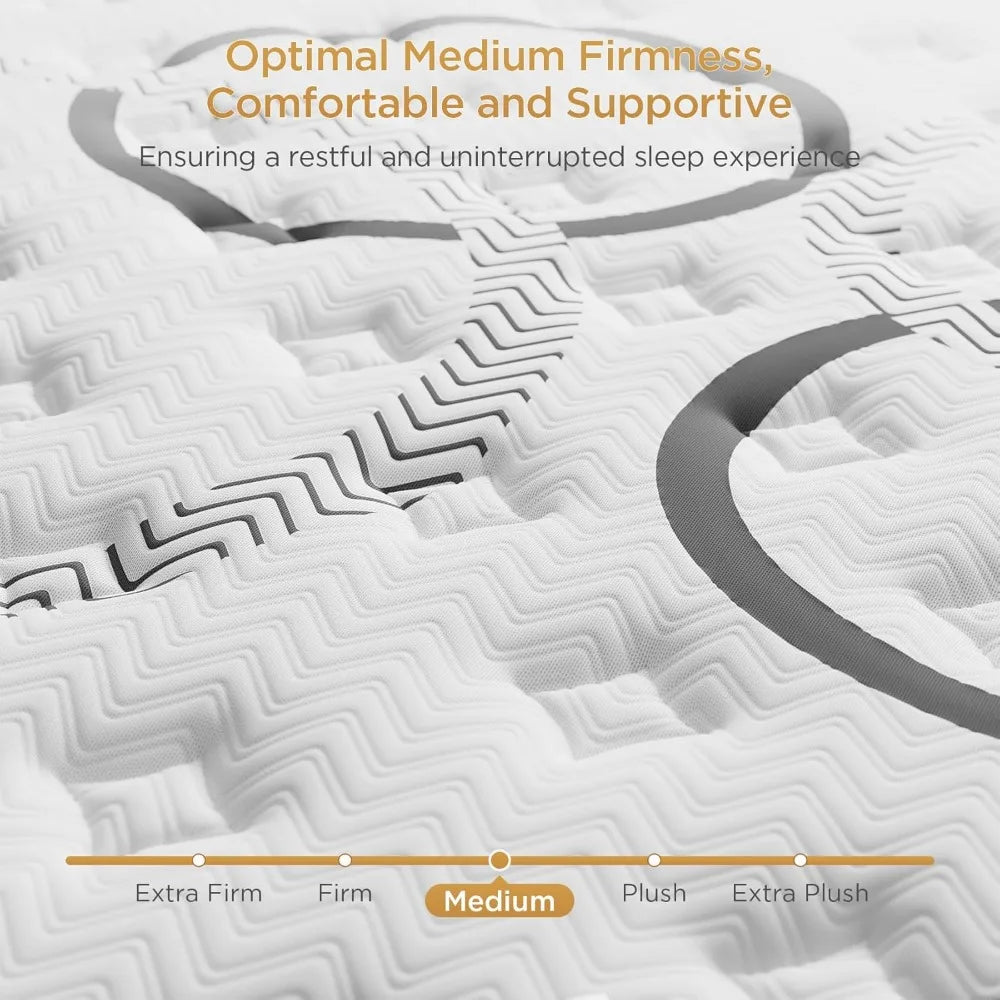 Queen Hybrid Euro Top 10”H Mattress - Medium Firm for Back & Lumbar Support, 365 Night Trial, Individual Pocket Springs