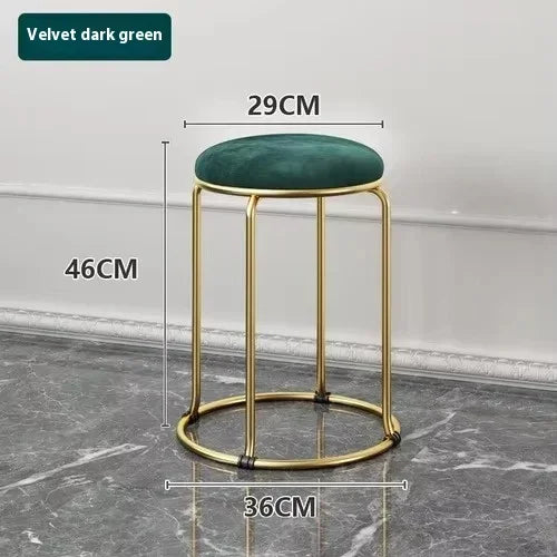 Beauty Salon Gold Luxury Velvet Dining Chair Bar Stool Dresser Chair Vanity Low Stool Taburete Con Respaldo Nordic Furniture YH