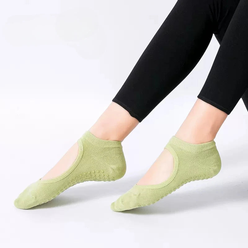 Silicone Non-slip Yoga Socks Backless Breathable Cotton Indoor Dance Sports Socks Casual Solid Color Professional Pilates Socks