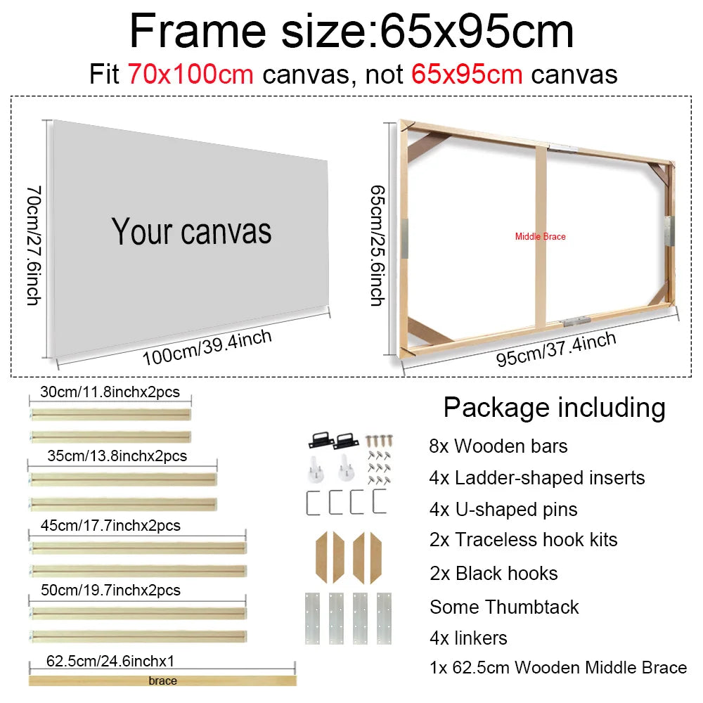 30x40 40x50 60x90cm Canvas Frame Wooden Frames Wooden Photo Oil Painting Canvas Diamond Painting Frames Canvas Wood Wall Frame