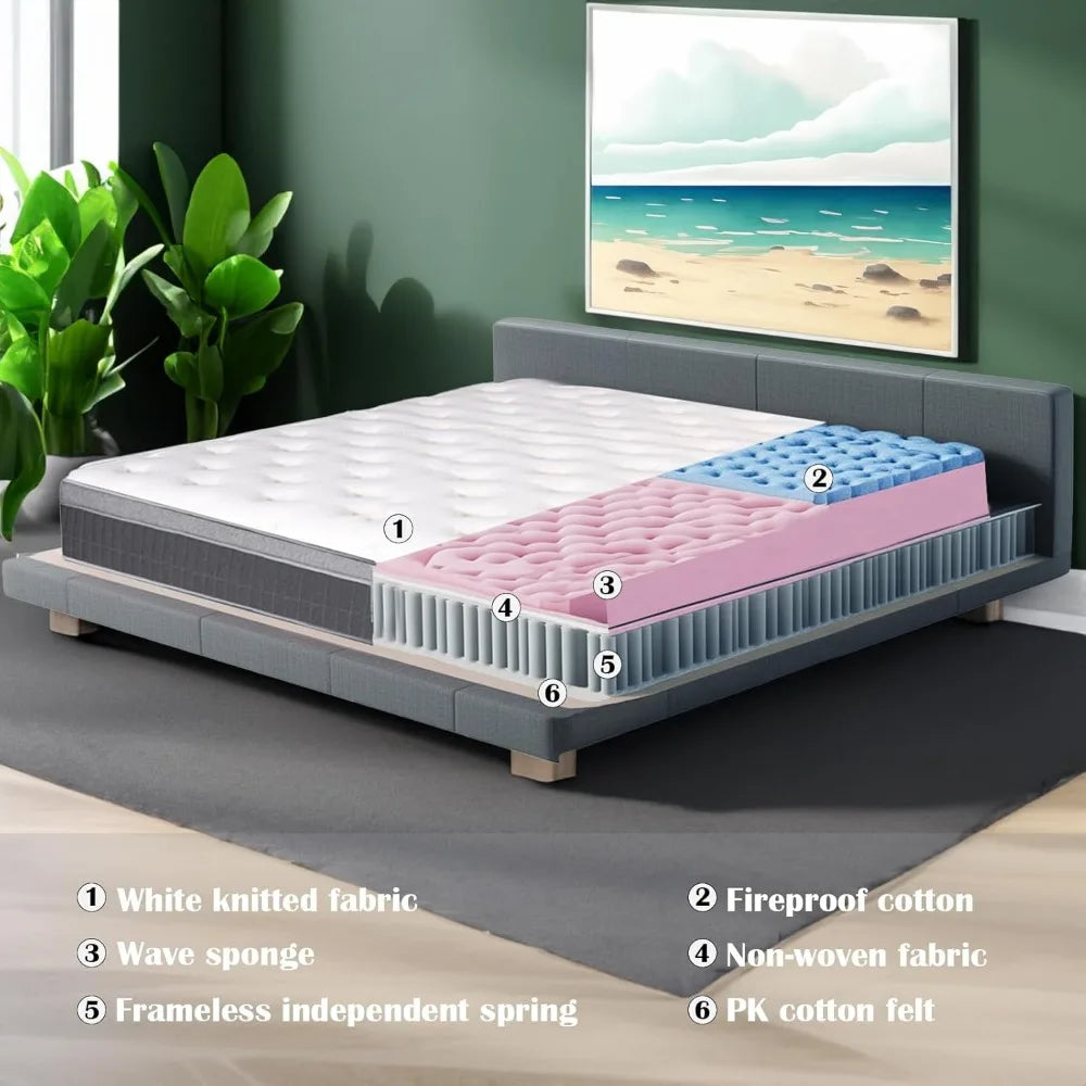 Full Medium Firm 14”H Mattress - Pocket Spring Pressure Relief Spine Support