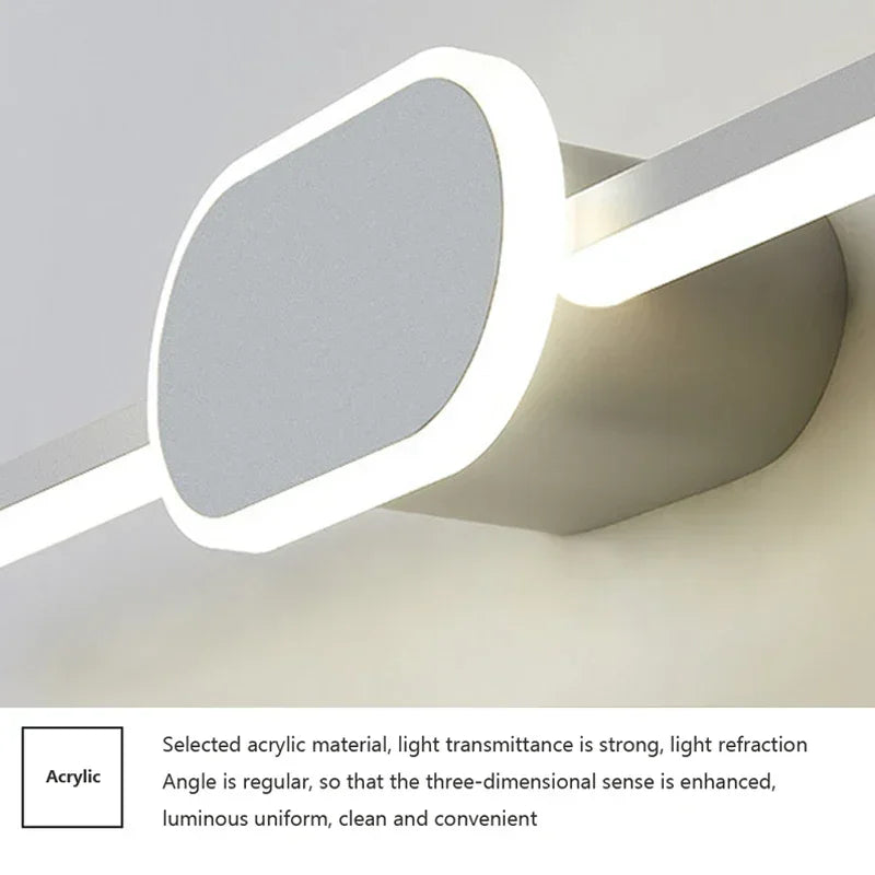 Modern Wall Lamp Luxury Bathroom Black White Aluminum LED Strip Mirror Lamp Bathroom Lamp Simple Bathroom Mirror LED Light