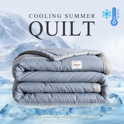 2024 new Japanese polyester cotton quilted summer quilt skin-friendly washable light luxury style solid color lightweight