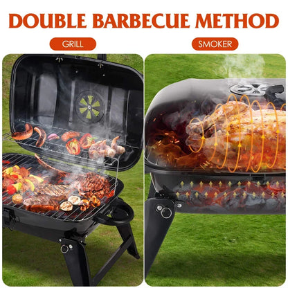 18 Inch Charcoal BBQ Grill Portable Small Grills Smokers Folding Tabletop Grills, for Camping Patio Backyard  Outdoor Cooking