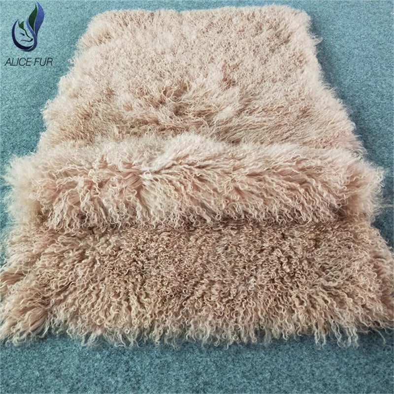 Alicefur Tibetan Mongolian Lamb Fur Plate Real Genuine Eco Tanned Curly Long Hair 120x60 CM For Garment Blankets Diy Fabrics