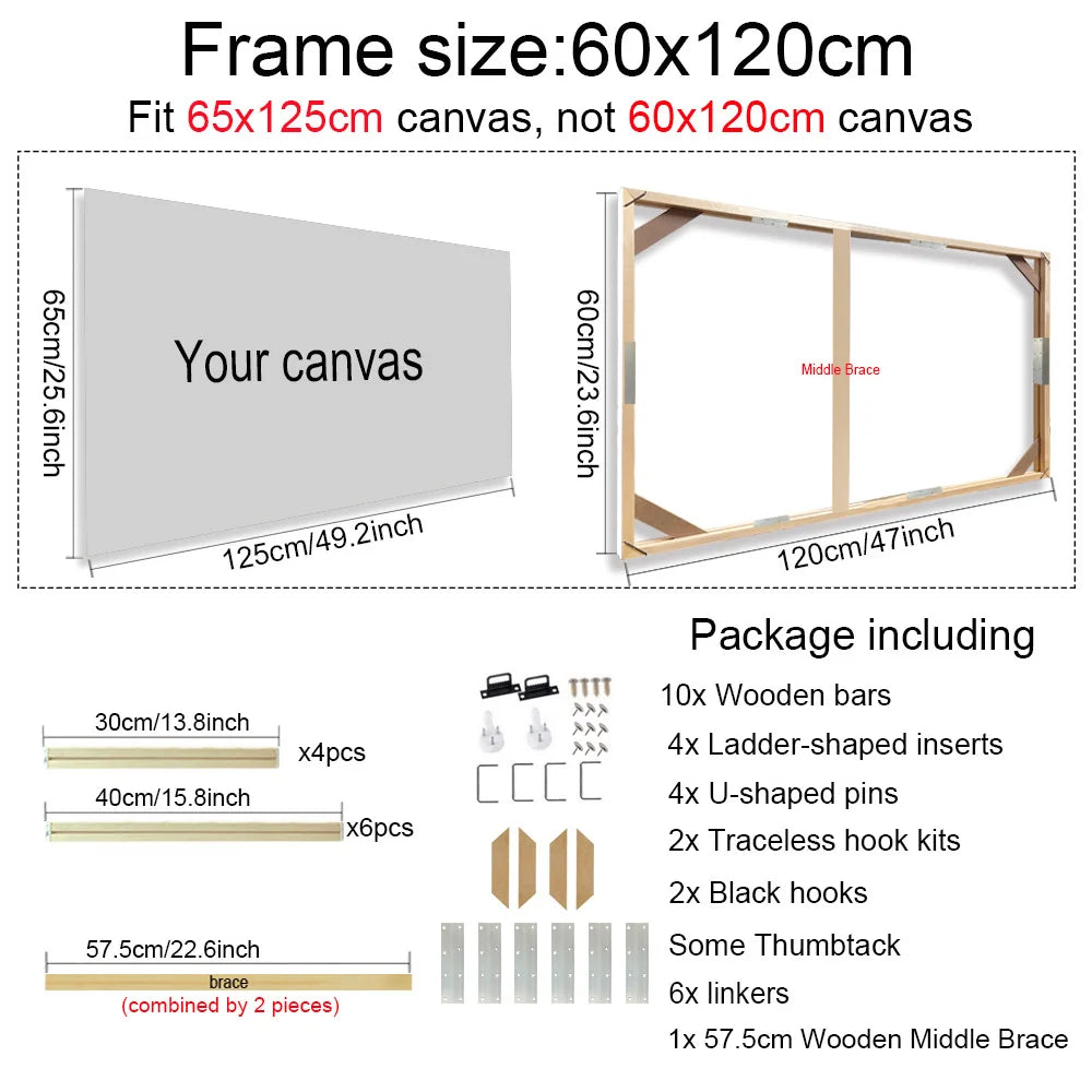 30x40 40x50 60x90cm Canvas Frame Wooden Frames Wooden Photo Oil Painting Canvas Diamond Painting Frames Canvas Wood Wall Frame