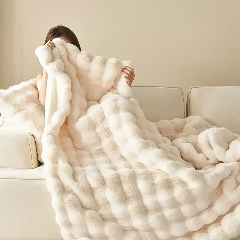 Lux Faux Fur Reversible Throw Blanket