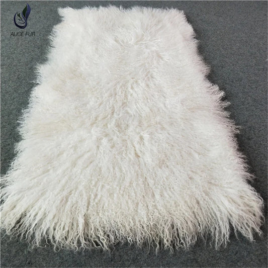 Alicefur Tibetan Mongolian Lamb Fur Plate Real Genuine Eco Tanned Curly Long Hair 120x60 CM For Garment Blankets Diy Fabrics