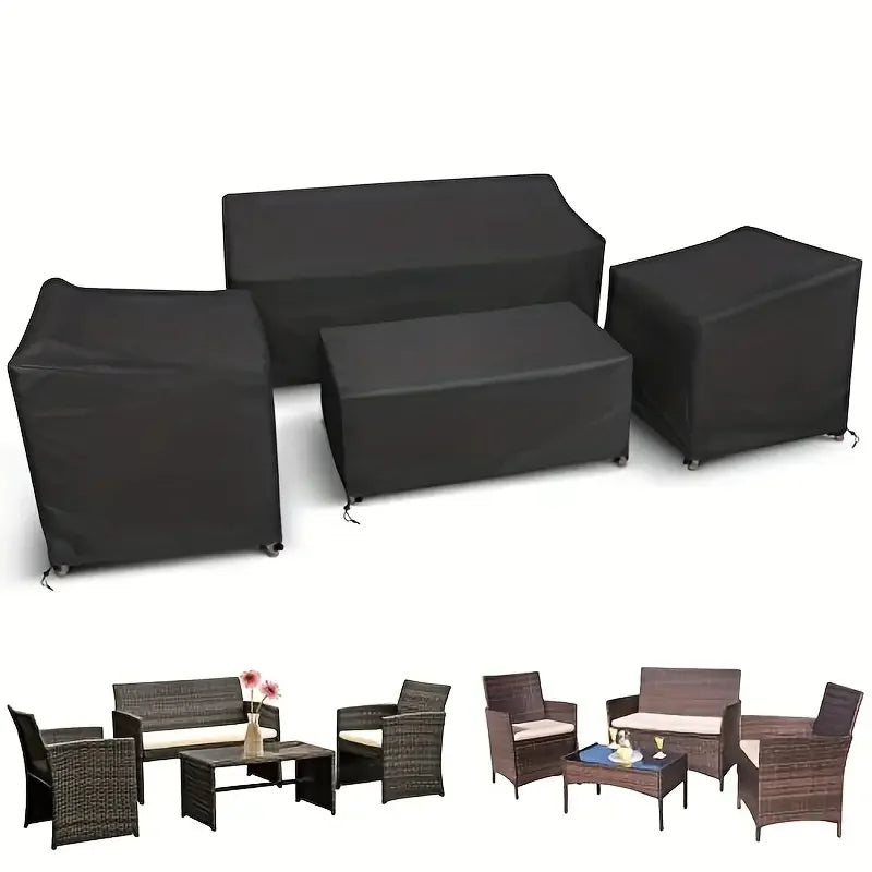 4pcs/Set Patio Furniture Covers, Heavy Duty Waterproof Outdoor Furniture Covers, Rattan Outdoor Furniture Windproof