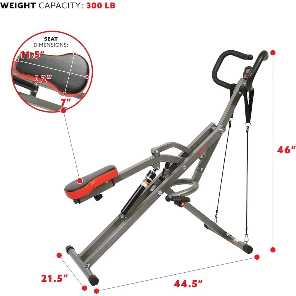 Row-N-Ride PRO, Full Body Combo Fitness Machine w/Resistance Bands, Easy Setup & Foldable for Rower, Glute & Leg Cardio Workout