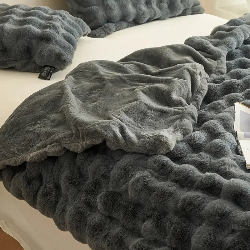 Lux Faux Fur Reversible Throw Blanket