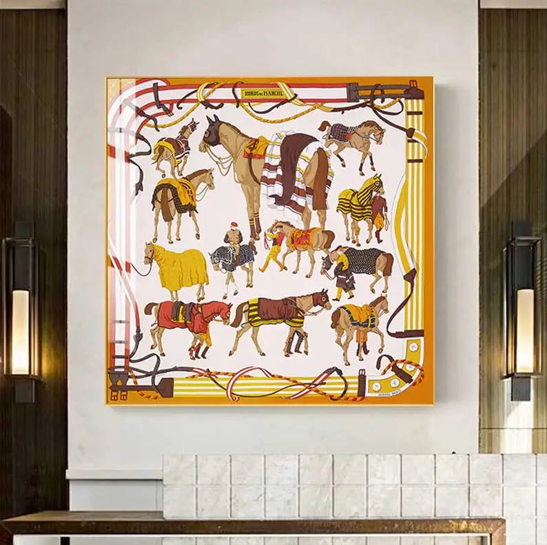 Modern Horses Canvas Painting Pictures And Prints Modern Hermes Wall Art Home Decoration Square Posters For Living Room Bedroom