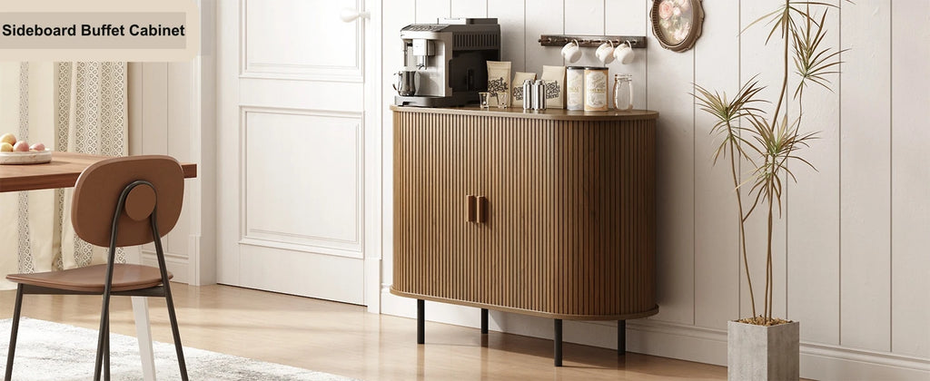 40" Sideboard Buffet Cabinet Storage Cabinet with Sliding Door Adjustable Shelf Modern Accent Coffee Bar Cabinet Console Table