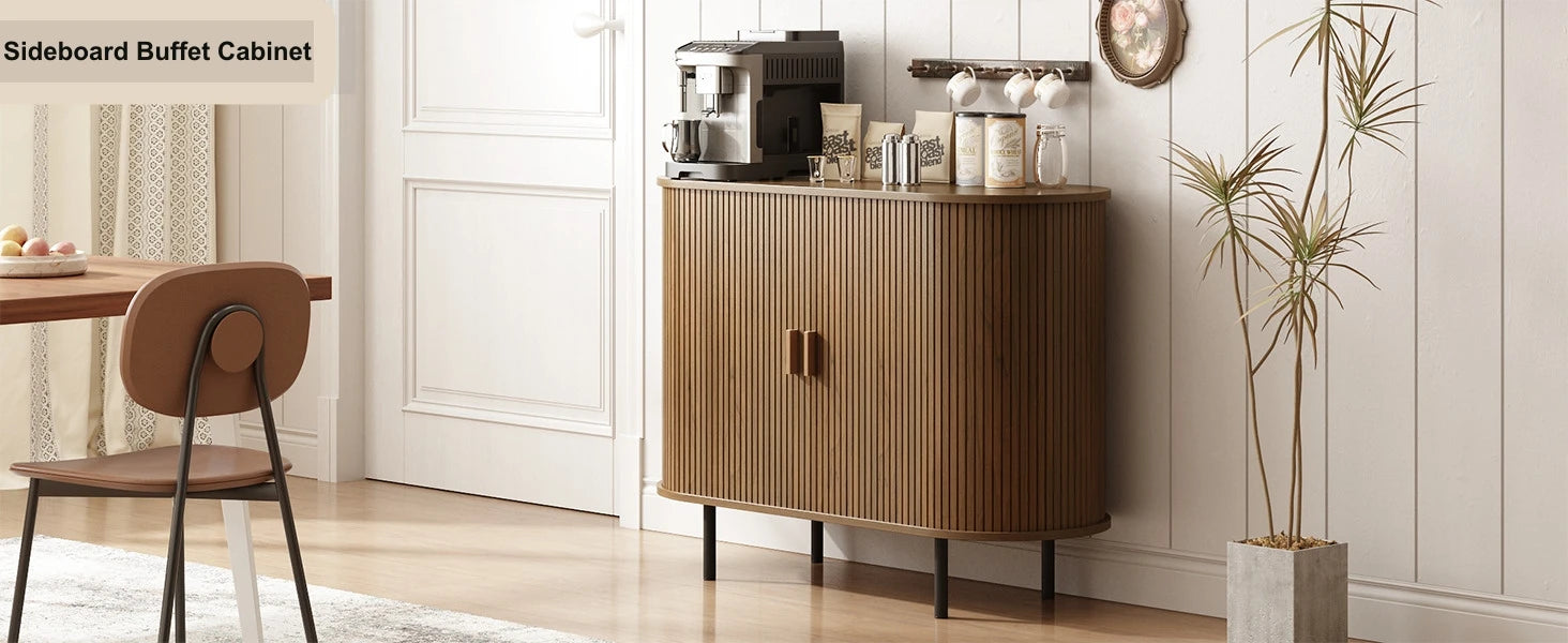 40" Sideboard Buffet Cabinet Storage Cabinet with Sliding Door Adjustable Shelf Modern Accent Coffee Bar Cabinet Console Table
