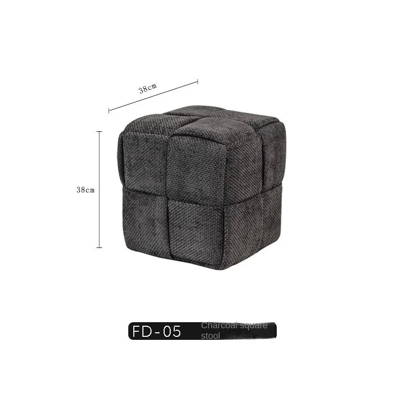 MOMO Chenille Mesh Red Woven Bench Short Stool Shoe Changing Stool Living Room Sofa Stool Household Small Stools