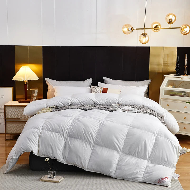 Winter Cotton 100% Goose Down Quilt Five-Star Hotel Duvet Super Soft Fluffy Queen King Full Size Four Seasons Duvets Blanket