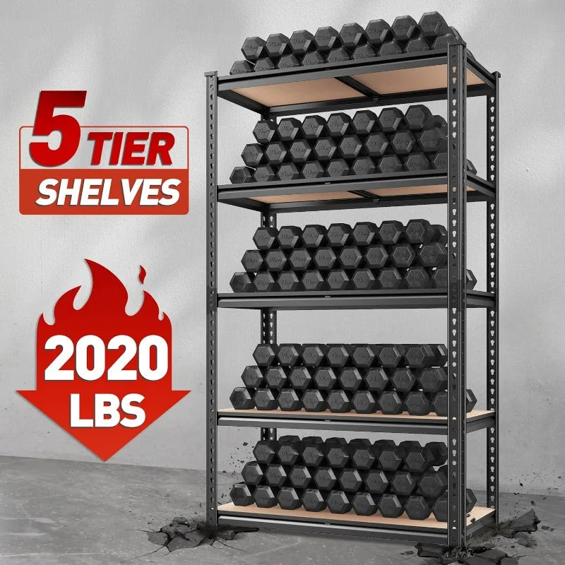 35.55"W x 72"H x 16"D Storage Shelves 72"H Garage Shelving Heavy Duty 2020LBS 5 Tier Adjustable Metal Shelving Unit ,2P