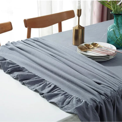 Cotton Fabric Table Cloth Washable White Tablecloth for Wedding Party Dining Banquet Decoration Luxurious Table Cover Picnic Mat