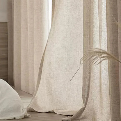 1pc Natural Linen Curtains for Bedroom Living Room, Partition  Luxury Curtains Set for House, Grommet Tulles,Partition for Room