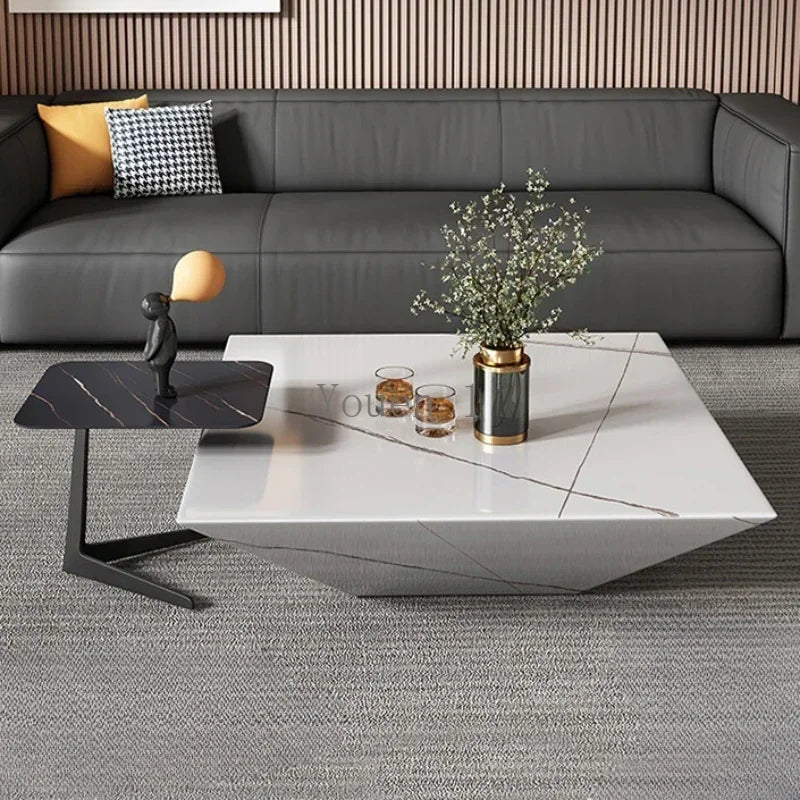 Corner Marble Elegant Coffee Tables Nordic Dining Luxury Coffee Tables Hotel Floor Stolik Kawowy Living Room Furniture YQ50CT - LUXHOME