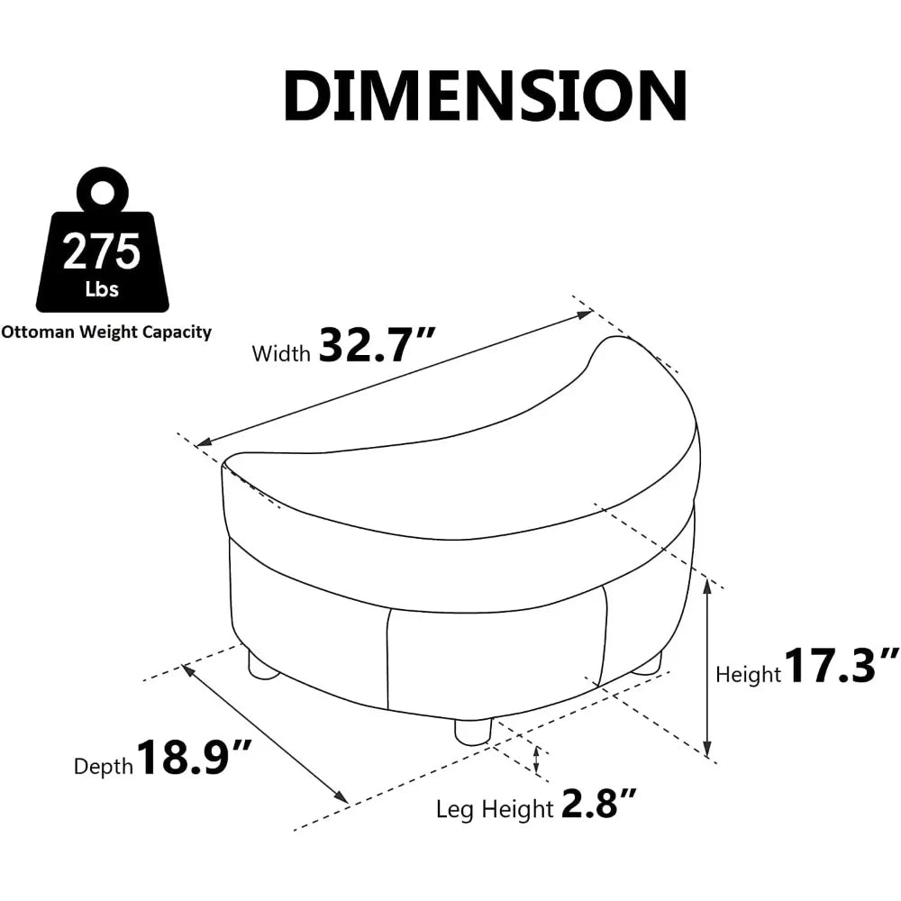 32.7"W Chenille Upholstered Storage Bench Large Ottoman with Tray Serve As Side Table