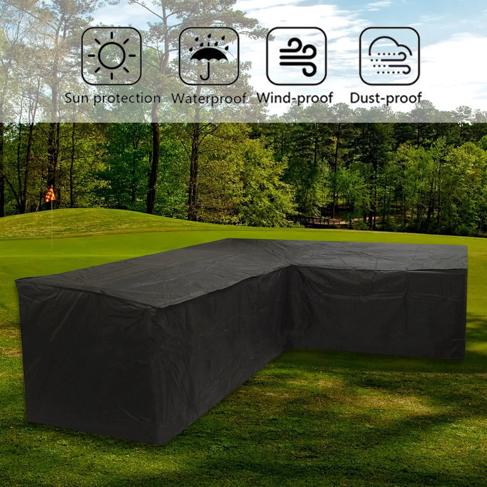 Black Outdoor Furniture Covers Waterproof Rain Snow Dust Wind-Proof Anti-UV Polyester Fiber Garden Lawn Patio Furniture Covers