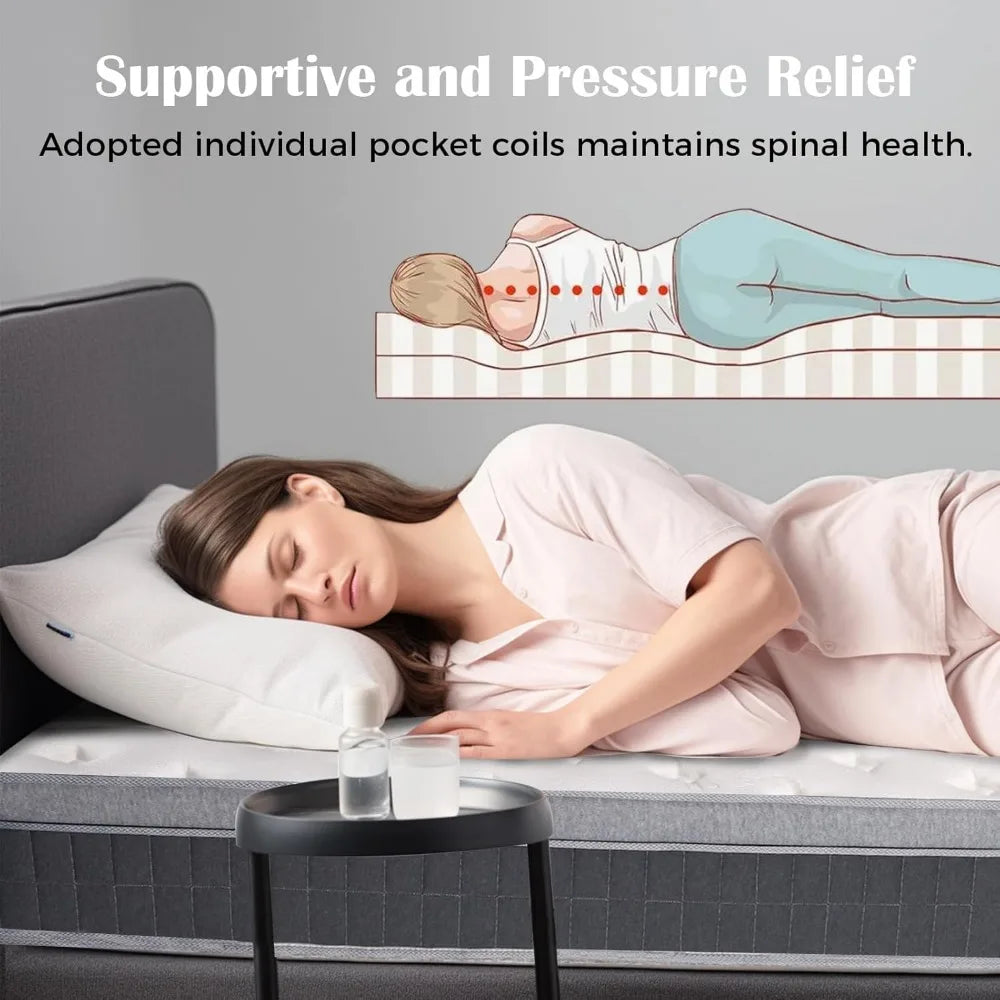 Full Medium Firm 14”H Mattress - Pocket Spring Pressure Relief Spine Support