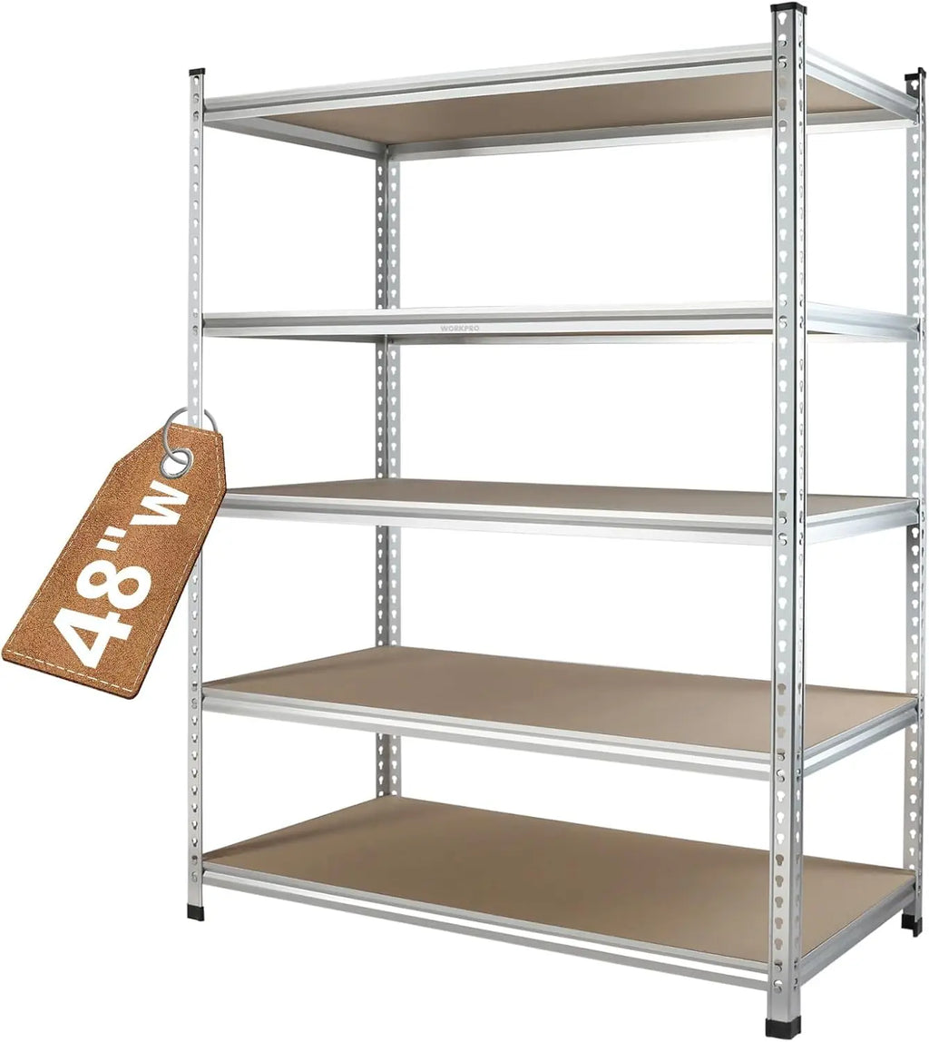 1 5-Tier Storage Shelving Unit, 48”W X 24”D X 72”H, Adjustable Storage Rack Heavy Duty Aluminum Alloy Shelf, 2750 Lbs