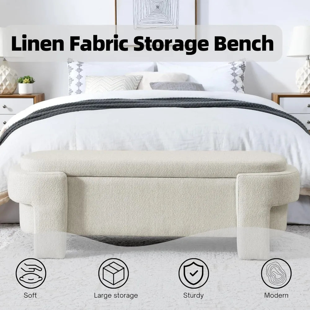 Lux Linen Oval Storage Bench