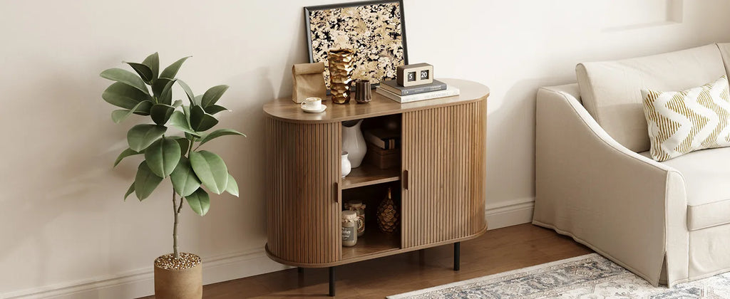 40" Sideboard Buffet Cabinet Storage Cabinet with Sliding Door Adjustable Shelf Modern Accent Coffee Bar Cabinet Console Table