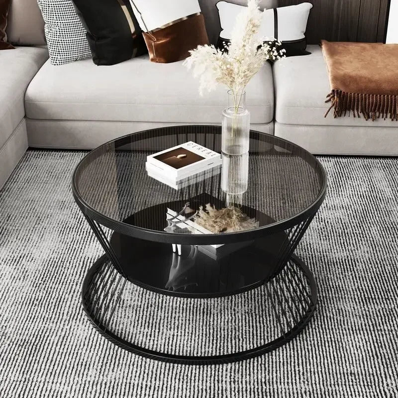 Small Apartment Living Room Round Household Minimalist Mini  Table Modern Light Luxury