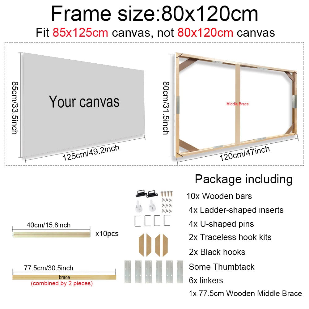 30x40 40x50 60x90cm Canvas Frame Wooden Frames Wooden Photo Oil Painting Canvas Diamond Painting Frames Canvas Wood Wall Frame