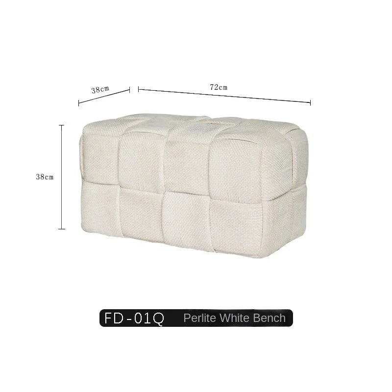 MOMO Chenille Mesh Red Woven Bench Short Stool Shoe Changing Stool Living Room Sofa Stool Household Small Stools