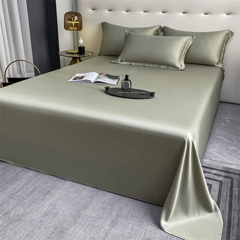 100% Bamboo Luxury Bed Sheet Flat Bed Sheets Cooling Flat Sheet Solid Color Bedsheet Bed Linens Single/Double/King/Queen Size