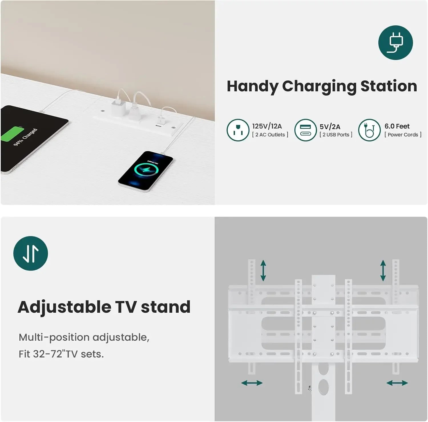 TV Stand with Mount for 45/55/65/70 inch TVs, 51.2" LED TV Stand with Power Outlets & Storage, Entertainment Center with Storage