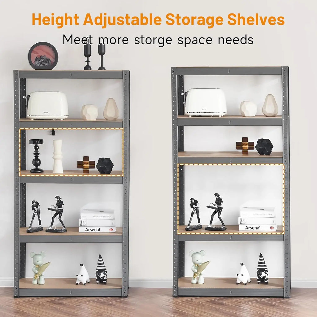 5-Tier Storage Shelves, Adjustable Shelving Unit, 60 x 30 x 12 Inches, Load 2920 lb, Multipurpose Shelf Kitchen Garage Pantry Cl