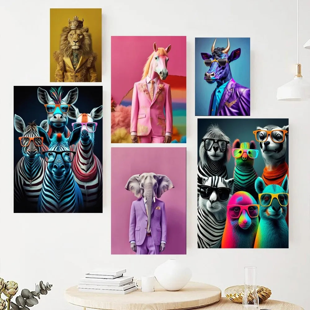 Fashion Animal Fashion Funny Poster Paintings on The Wall Picture for Living Room Interior Painting Room Decoration