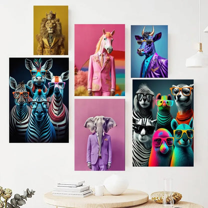 Fashion Animal Fashion Funny Poster Paintings on The Wall Picture for Living Room Interior Painting Room Decoration