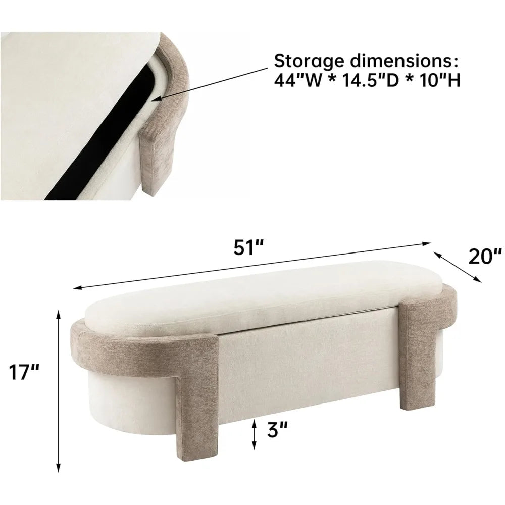 Storage Ottoman Bench,Versatile Upholstered Ottoman End of Bed Bench Seat,Large Ottoman with Storage for Bedroom Living Room