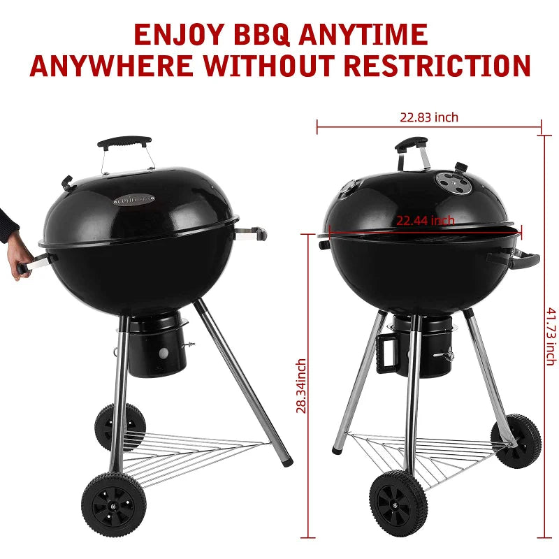 BBQ table Charcoal Grill Portable BBQ Grill Kettle 22.5 inch, Outdoor Grills & Smokers for Patio Backyard Barbecue camping oven - LUXHOME