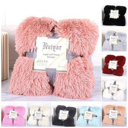 Super Soft Warm Fur Blanket Fluffy Shaggy Sofa Blankets Bed Bedspread Beige White Warm Bedding Sheet Cozy Blanket