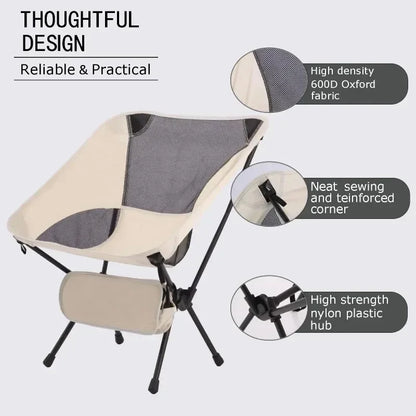 Outdoor Camping Chair Portable Folding Moon Beach Chair Leisure Travel BBQ Fishing Chairs Detachable Picnic Outdoor Furniture