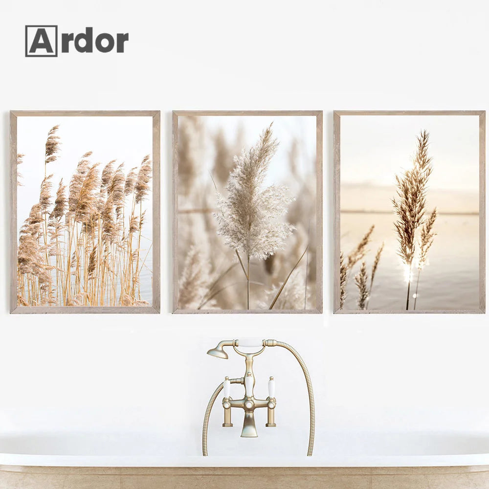 Modern Scenery Landscape Poster Coconut Reed Shell Beach Art Canvas Painting Palm Leaves Print Nordic Wall Pictures Home Decor