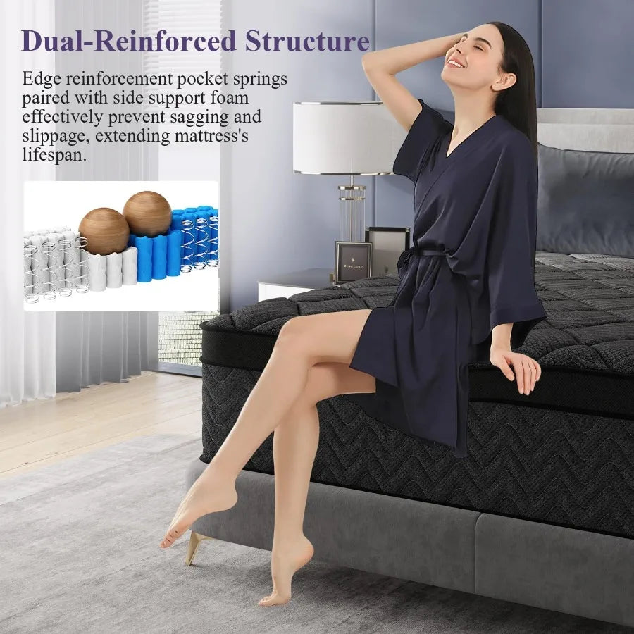 California King Mattress In A Box 12 Inch Luxury Hybrid Firm with Cooling Gel Memory Foam