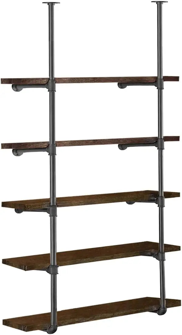 HITOMEN Industrial Iron Pipe Shelves, 2 Set 5-Tier 70.5" Tall 12" Depth, DIY Open Bookshelf Bookcase, Wall Mounted Vintage Retro